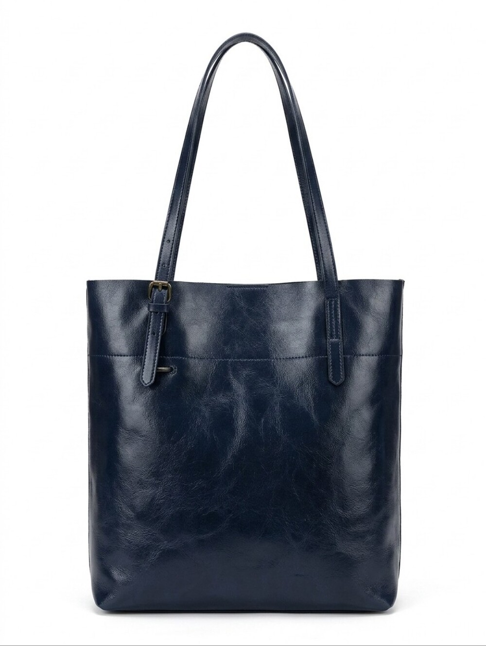 Kattee Vintage Navy Leather Adjustable Shoulder Tote Bag